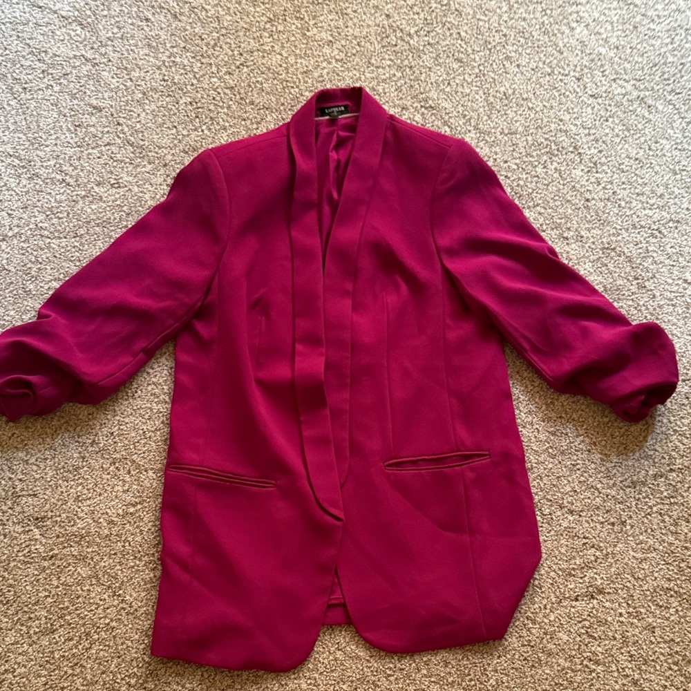 Express Women's Magenta Open-Front Blazer